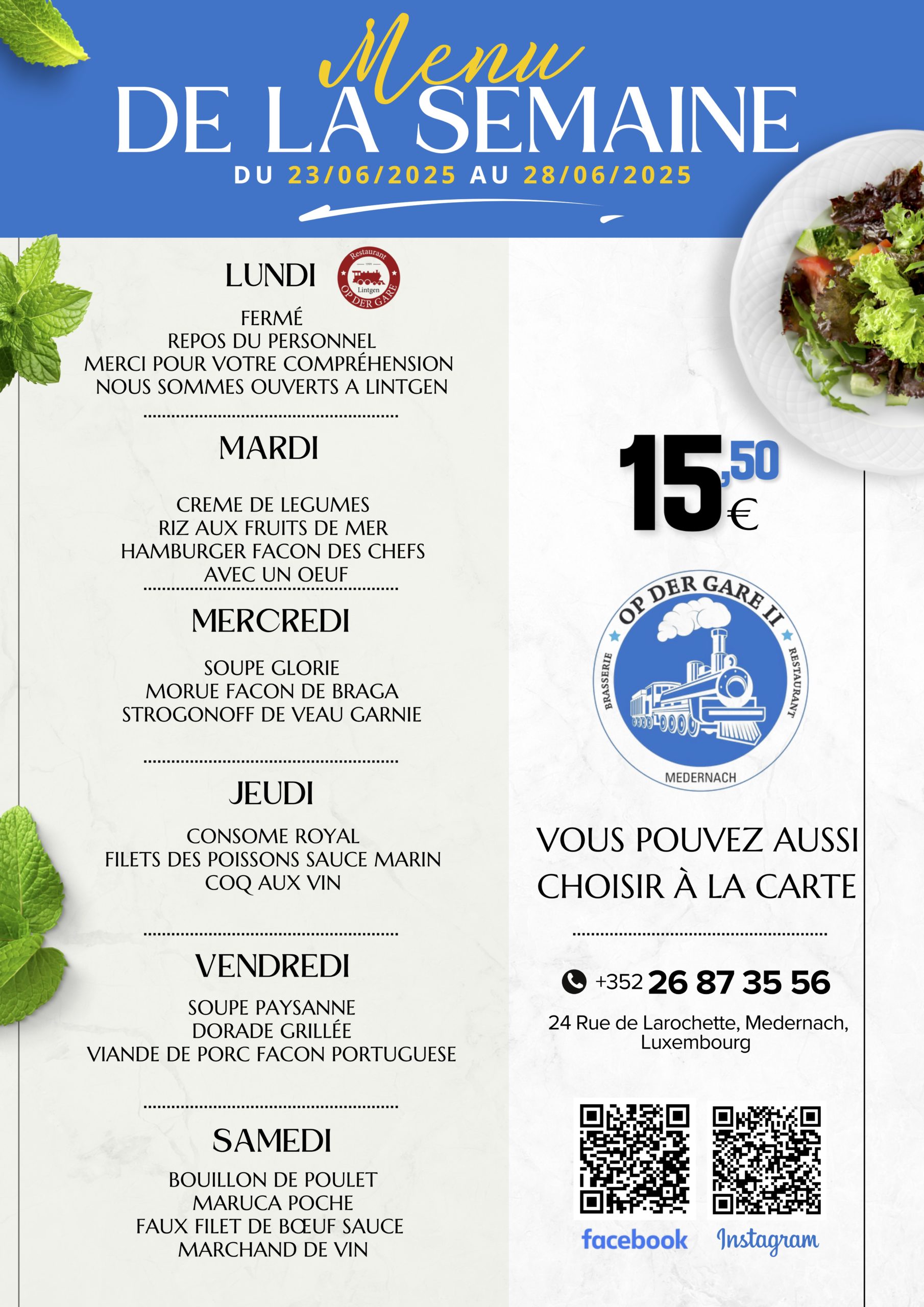 Menu S119 - Medernach